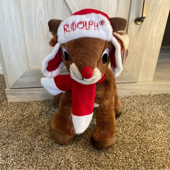 Rudolph The Red Nosed Reindeer Plush Christmas Hat /Scarf Stuffed Animal Dan Dee - Picture 3 of 12